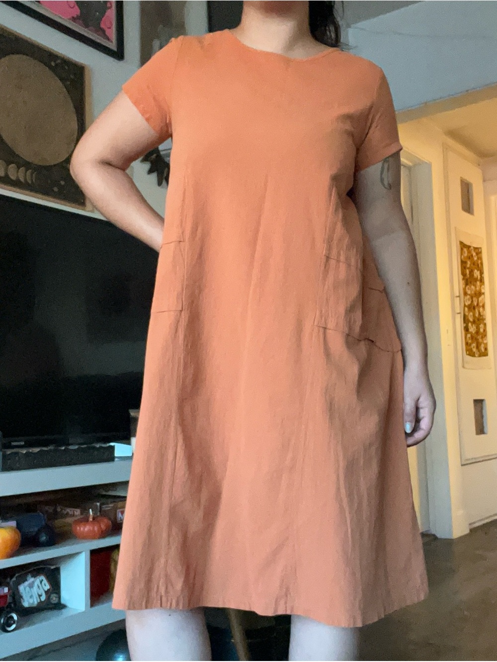 Pumpkin orange chore/shift dress